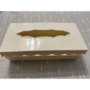 Vintage Wolff NY USA Made Plastic Tissue Box Holder Lid Scalloped Edges EUC